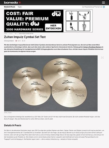 Bonedo.de Zultan Impulz Cymbal Set Bonedo.de Zultan Impulz Cymbal Set