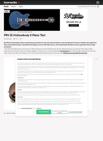 Bonedo.de PRS SE Hollowbody II Piezo Bonedo.de PRS SE Hollowbody II Piezo