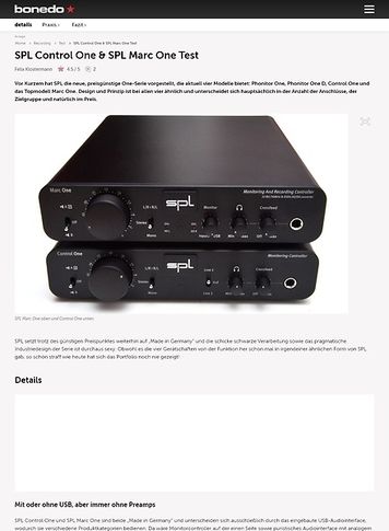 Bonedo.de SPL Control One & SPL Marc One Bonedo.de SPL Control One & SPL Marc One