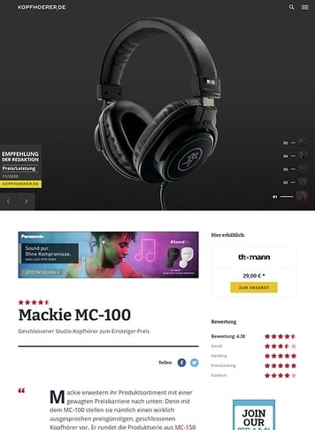Kopfhoerer.de Mackie MC-100 Kopfhoerer.de Mackie MC-100