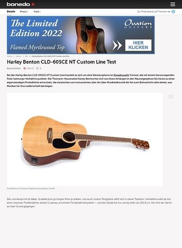 Bonedo.de Harley Benton CLD-60SCE NT Custom Line Bonedo.de Harley Benton CLD-60SCE NT Custom Line