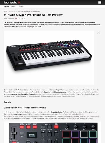Bonedo.de M-Audio Oxygen Pro 49 und 61 Bonedo.de M-Audio Oxygen Pro 49 und 61