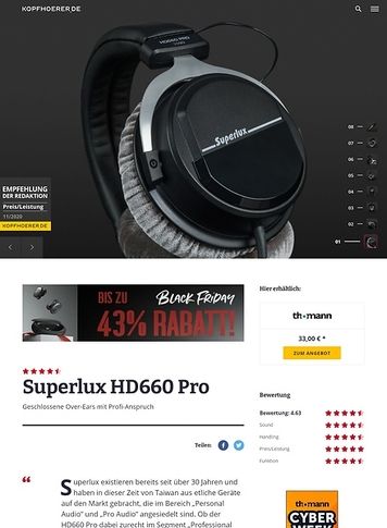 Kopfhoerer.de Superlux HD-660 Pro 150 Ohms Kopfhoerer.de Superlux HD-660 Pro 150 Ohms