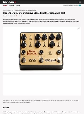 Bonedo.de Rodenberg SL-OD Overdrive Steve Lukather Signature Bonedo.de Rodenberg SL-OD Overdrive Steve Lukather Signature