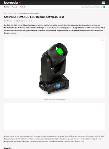 Bonedo.de Stairville BSW-100 LED BeamSpotWash Bonedo.de Stairville BSW-100 LED BeamSpotWash