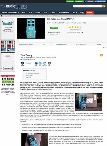 Audiofanzine.com MXR Custom Shop Timmy CSP027 Audiofanzine.com MXR Custom Shop Timmy CSP027
