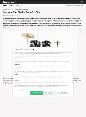 Bonedo.de Startone Star Studio Drum Set Bonedo.de Startone Star Studio Drum Set