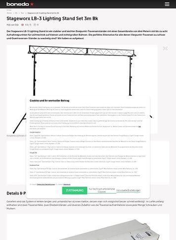 Bonedo.de Stageworx LB-3 Lighting Stand Set 3m Bk Bonedo.de Stageworx LB-3 Lighting Stand Set 3m Bk