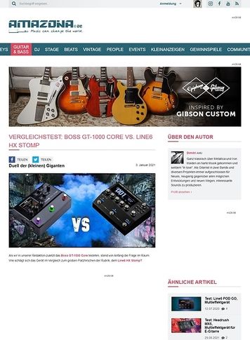 Amazona.de Vergleichstest: Boss GT-1000 Core vs. Line6 HX Stomp Amazona.de Vergleichstest: Boss GT-1000 Core vs. Line6 HX Stomp