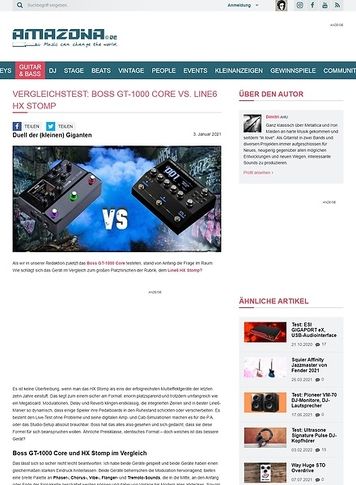 Amazona.de Vergleichstest: Boss GT-1000 Core vs. Line6 HX Stomp Amazona.de Vergleichstest: Boss GT-1000 Core vs. Line6 HX Stomp