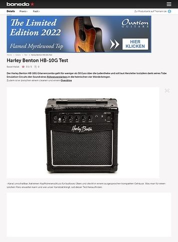Bonedo.de Harley Benton HB-10G Bonedo.de Harley Benton HB-10G