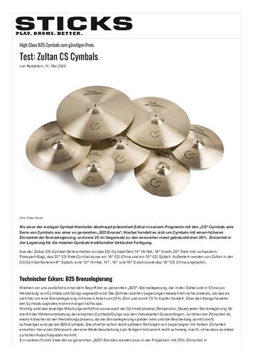 Sticks Zultan CS Cymbals Sticks Zultan CS Cymbals