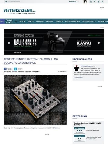 Amazona.de Behringer System 100, Modul 110 VCO/VCF/VCA Eurorack Amazona.de Behringer System 100, Modul 110 VCO/VCF/VCA Eurorack