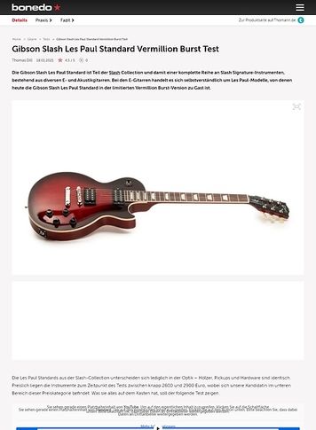 Bonedo.de Gibson Slash Les Paul Standard Vermillion Burst Bonedo.de Gibson Slash Les Paul Standard Vermillion Burst