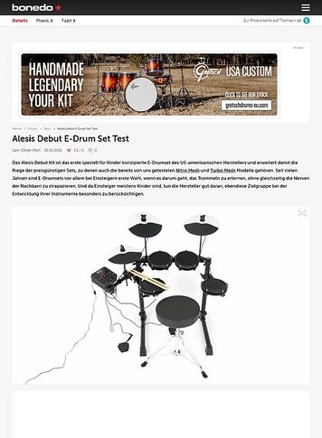 Bonedo.de Alesis Debut E-Drum Set Bonedo.de Alesis Debut E-Drum Set
