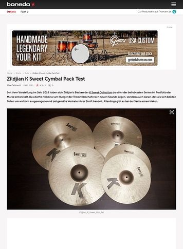 Bonedo.de Zildjian K Sweet Cymbal Pack Bonedo.de Zildjian K Sweet Cymbal Pack