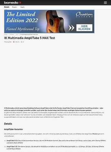 Bonedo.de IK Multimedia AmpliTube 5 MAX Bonedo.de IK Multimedia AmpliTube 5 MAX