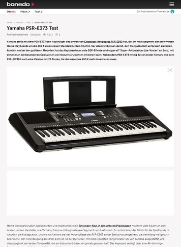 Bonedo.de Yamaha PSR-E373 Bonedo.de Yamaha PSR-E373