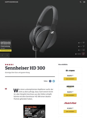 Kopfhoerer.de Sennheiser HD 300 Kopfhoerer.de Sennheiser HD 300