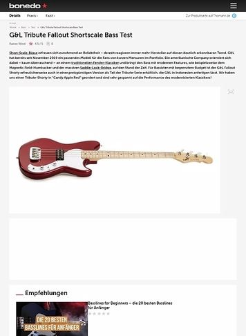 Bonedo.de G&L Tribute Fallout Shortscale Bass Bonedo.de G&L Tribute Fallout Shortscale Bass