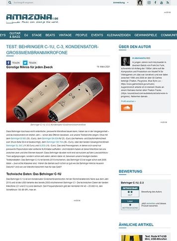Amazona.de Behringer C-1U, C-3 Amazona.de Behringer C-1U, C-3