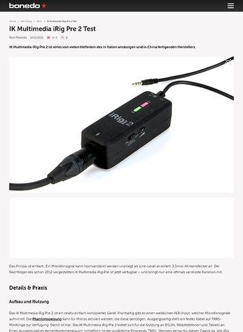 Bonedo.de IK Multimedia iRig Pre 2 Bonedo.de IK Multimedia iRig Pre 2