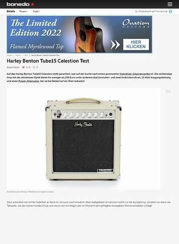 Bonedo.de Harley Benton Tube15 Celestion Bonedo.de Harley Benton Tube15 Celestion