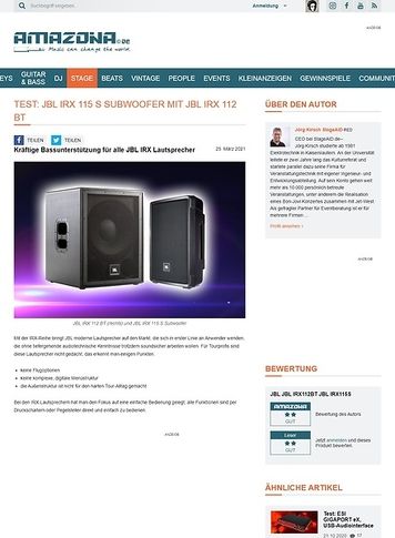 Amazona.de JBL IRX 115 S Subwoofer mit JBL IRX 112 BT Amazona.de JBL IRX 115 S Subwoofer mit JBL IRX 112 BT