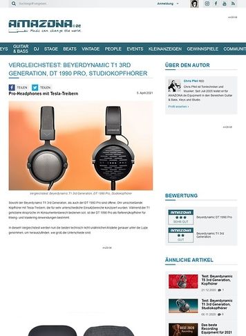 Amazona.de Vergleichstest: Beyerdynamic T1 3rd Generation, DT 1990 Pro Amazona.de Vergleichstest: Beyerdynamic T1 3rd Generation, DT 1990 Pro