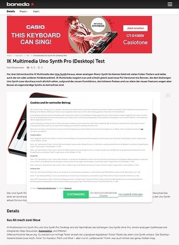 Bonedo.de IK Multimedia Uno Synth Pro (Desktop) Bonedo.de IK Multimedia Uno Synth Pro (Desktop)