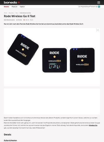 Bonedo.de Rode Wireless Go II Bonedo.de Rode Wireless Go II