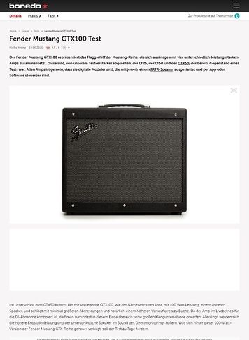 Bonedo.de Fender Mustang GTX100 Bonedo.de Fender Mustang GTX100