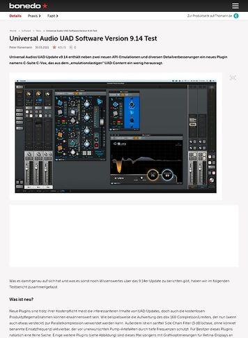 Bonedo.de Universal Audio UAD Software Version 9.14 Bonedo.de Universal Audio UAD Software Version 9.14