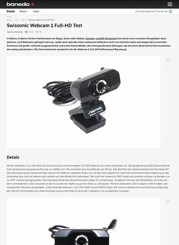 Bonedo.de Swissonic Webcam 1 Full-HD Bonedo.de Swissonic Webcam 1 Full-HD