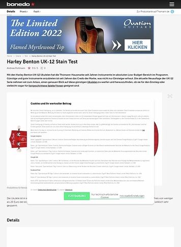 Bonedo.de Harley Benton UK-12 Stain Bonedo.de Harley Benton UK-12 Stain