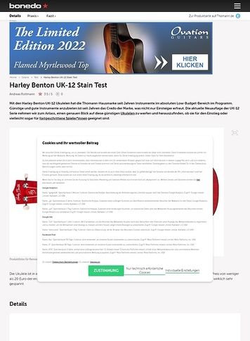 Bonedo.de Harley Benton UK-12 Stain Bonedo.de Harley Benton UK-12 Stain