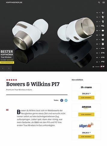 Kopfhoerer.de Bowers & Wilkins PI 7 WH Kopfhoerer.de Bowers & Wilkins PI 7 WH