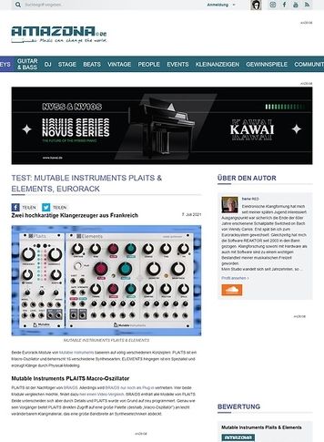 Amazona.de Mutable Instruments Plaits & Elements Amazona.de Mutable Instruments Plaits & Elements