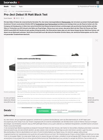 Bonedo.de Pro-Ject Debut III Matt Black Bonedo.de Pro-Ject Debut III Matt Black