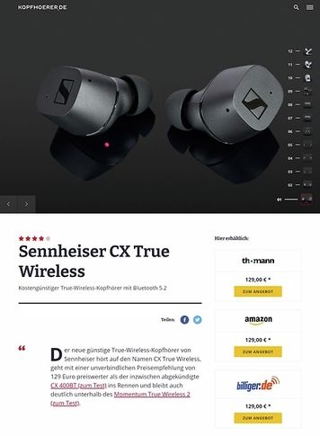 Kopfhoerer.de Sennheiser CX True Wireless Black Kopfhoerer.de Sennheiser CX True Wireless Black