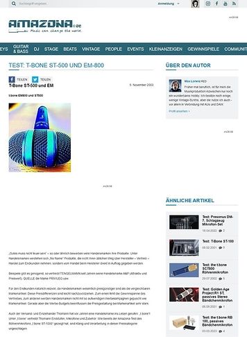 Amazona.de Test: T-Bone ST-500 und EM-800 Amazona.de Test: T-Bone ST-500 und EM-800