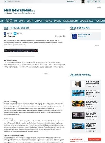 Amazona.de Test: SPL De-esser Amazona.de Test: SPL De-esser