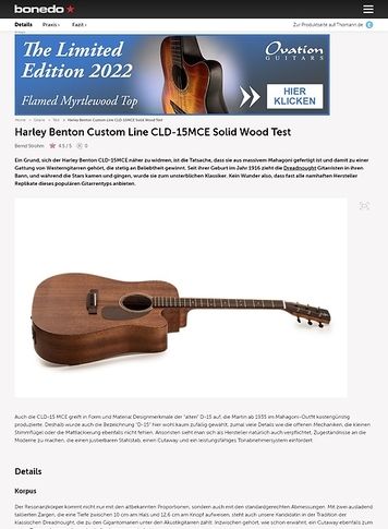 Bonedo.de Harley Benton Custom Line CLD-15MCE Solid Wood Bonedo.de Harley Benton Custom Line CLD-15MCE Solid Wood