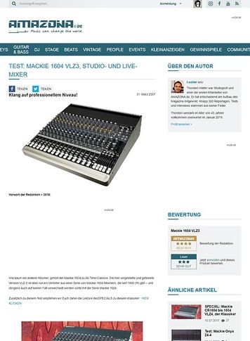 Amazona.de Test: Mackie 1604 VLZ3 Amazona.de Test: Mackie 1604 VLZ3