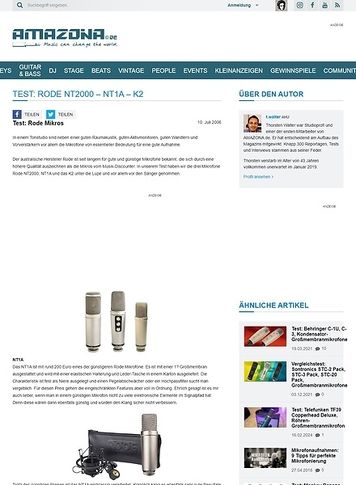 Amazona.de Test: Rode NT2000 - NT1A - K2 Amazona.de Test: Rode NT2000 - NT1A - K2