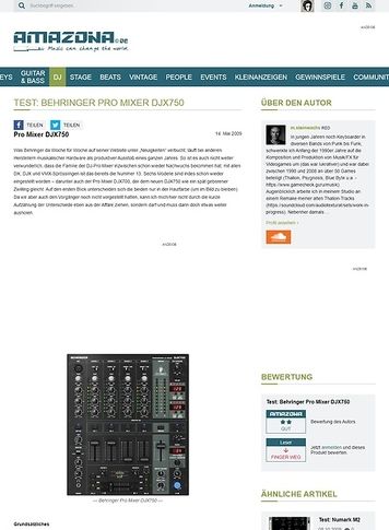 Amazona.de Test: Behringer Pro Mixer DJX750 Amazona.de Test: Behringer Pro Mixer DJX750