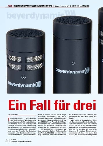 Professional Audio Ein Fall für drei: Beyerdynamic MC 910, MC 930 und MC 950 Professional Audio Ein Fall für drei: Beyerdynamic MC 910, MC 930 und MC 950