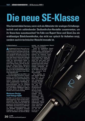 Professional Audio Die neue SE-Klasse: SE Electronics RNR-1 Professional Audio Die neue SE-Klasse: SE Electronics RNR-1