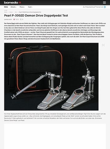 Bonedo.de Pearl P-3002D Demon Drive Doppelpedal Bonedo.de Pearl P-3002D Demon Drive Doppelpedal