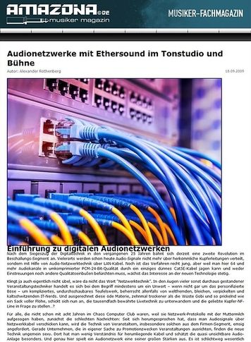 Amazona.de Audionetzwerke mit Ethersound Amazona.de Audionetzwerke mit Ethersound